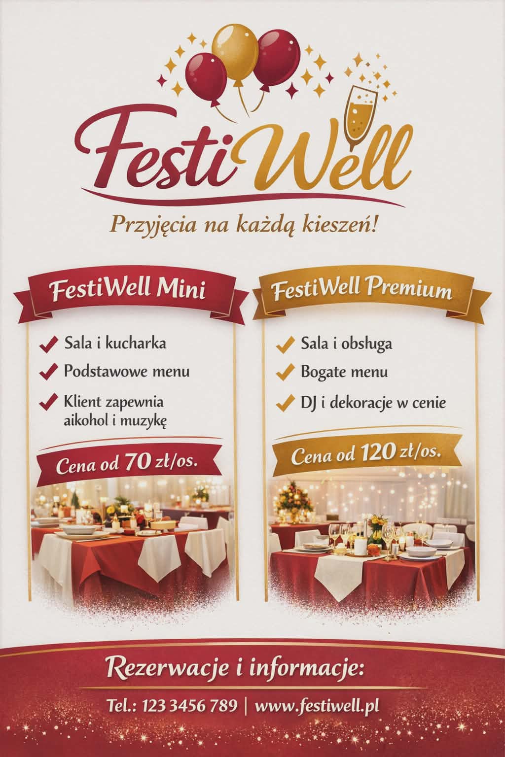 Stół przyjęciowy w sali FestiWell